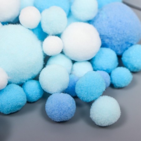 Decor for creativity "Pomponchiki. Blue sky" d = 1-3 cm set 135 pcs-2