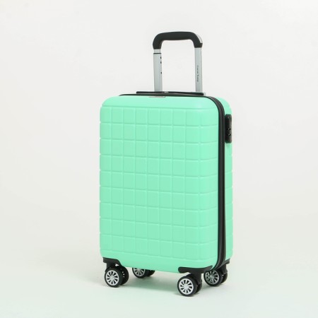 Small suitcase 20 "On a zipper, code castle, 4 wheels, mint color