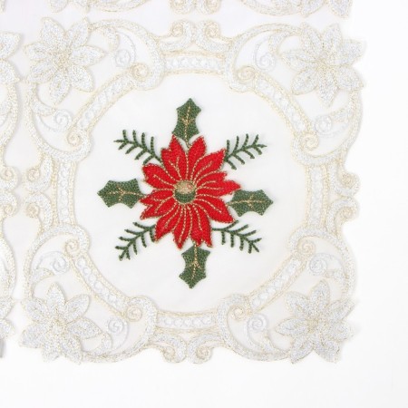 New Year. Poansettia tablecloth with embroidery, 120 x 150 ± 5 cm, p/e-3