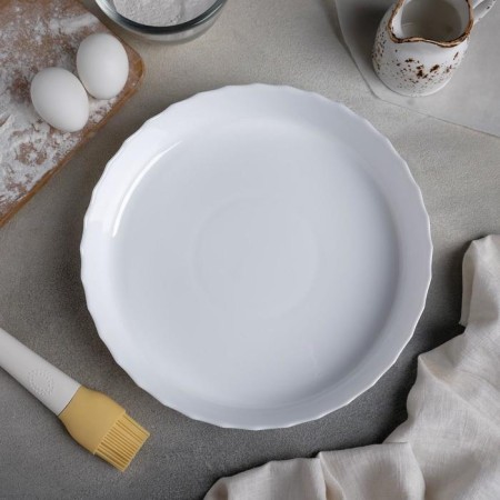 Trianon glass -ceramic baking form, 1.5 l, d = 26 cm, white color-1