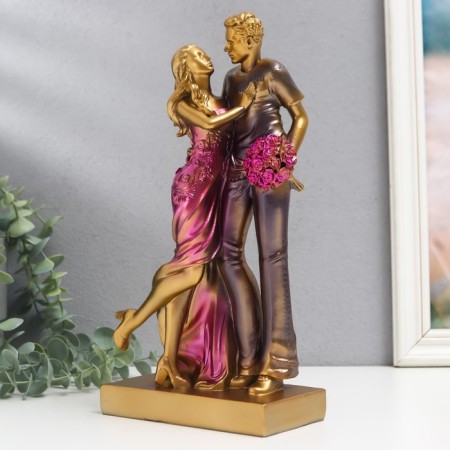 Souvenir Polystone "Tender Meeting" Pink-violet 7x14.5x28 cm-2