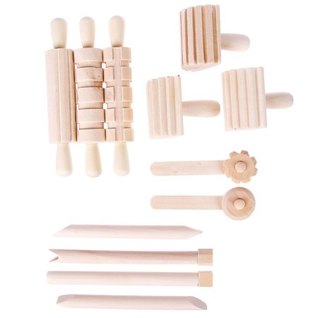 Wooden set of sculpting tools, 12 pcs., 19 × 6.5 × 7.5 cm