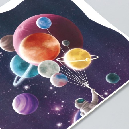 Interior color plastic sticker "Cosmonaut with planets-shawls" 30x45 cm-2