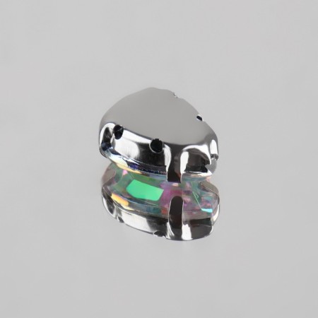 Rhound rhinestones “drop”, in a frame, with holography, 10 × 14 mm, 20 pcs-2