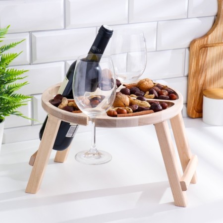 Table - a tray with a menage and folding legs "I kiss better than I cook" d = 30x2 cm,