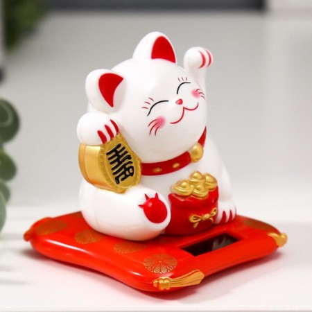 Plastic Plastic "Cat Bayun on the rug" hieroglyph "Happiness in the house" 7.5x6.5x6.8 cm-1