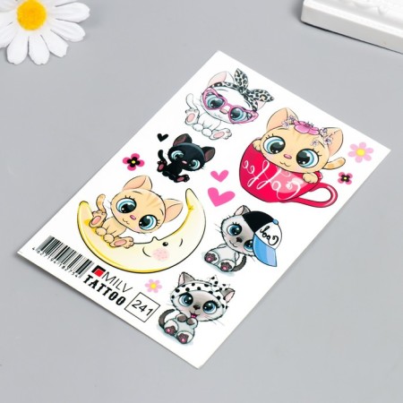 Tattoo on the body "Cartoon kittens" 10x15 cm-1