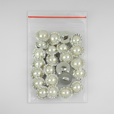 A button on the leg, with pearls, d = 15 mm, silver color-3