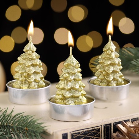 Set of New Year's candles "Golden Christmas tree", 4 × 6 cm,