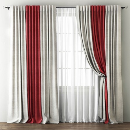 Kirsten curtain set, 240 x 270 cm size, cream / wine