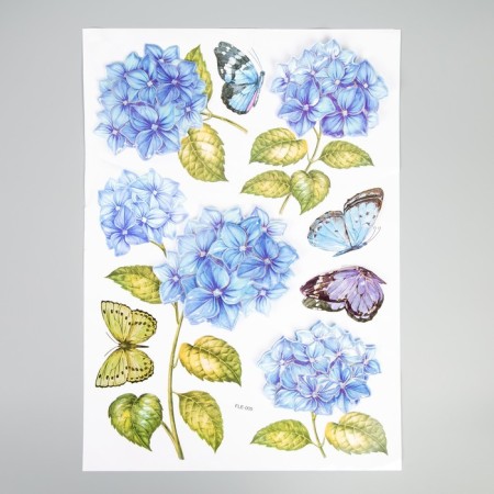 Interior plastic sticker 3D "hydrangeas" 50x35 cm