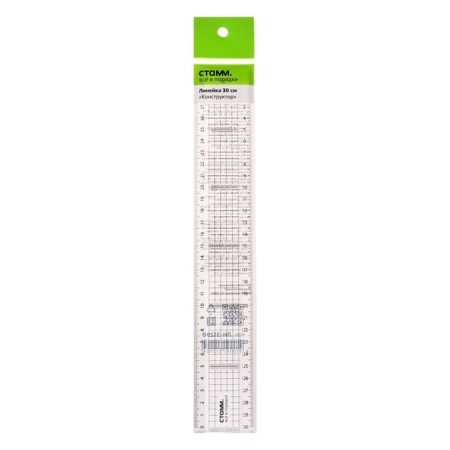 The line 30 cm Istanm "Designer", plastic, 2 scales, transparent, colorless, euro suspension-3