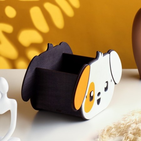 Kashpo wooden "dog" 20.5x10.5x12.5 cm white/orange-1