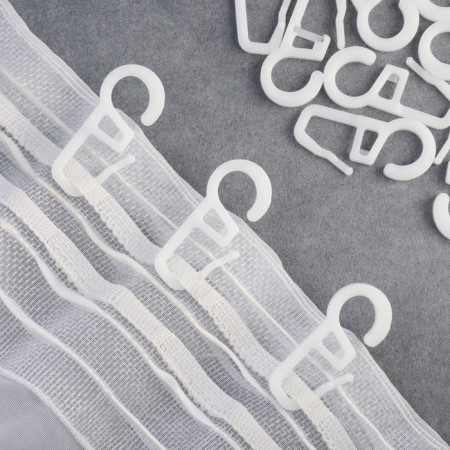 Hook for curtains on a ring, 35 × 15 mm, white color-1