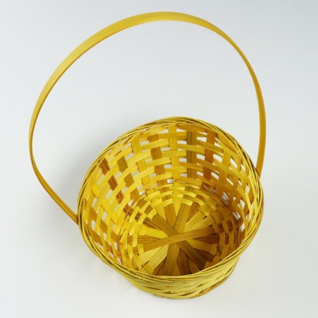 Wicker basket, d21 x 10/34 cm, yellow, bamboo-2