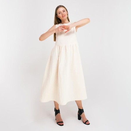 Dress summer female minku: Cotton Collection, Milk color, size 48