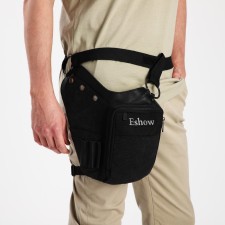 Lightning waist bag, 3 outer pockets, hook on the thigh, black color