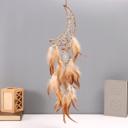 Belter Dreams "Month" beige with a ring and feathers 16x55 cm