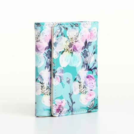 Women's wallet on the button, turquoise color