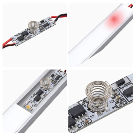 Apeyron sensory switch, in alum. Profile, height 6 mm, 36/72W, IP20, function. Dimm.-4