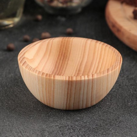 A bowl made of natural cedar magistro, 7.7 × 3.4 cm, milk color