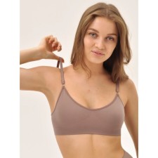 Female top on thin adjustable straps with mirey top with cup cups, size 50, color chocolate