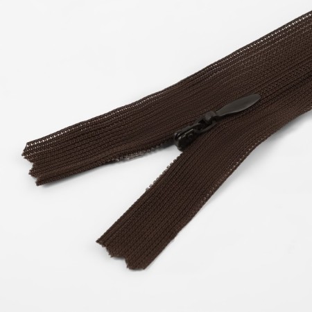 Lightning secret, No. 3, non -proceeding, locking machine, 30 cm, brown color-1