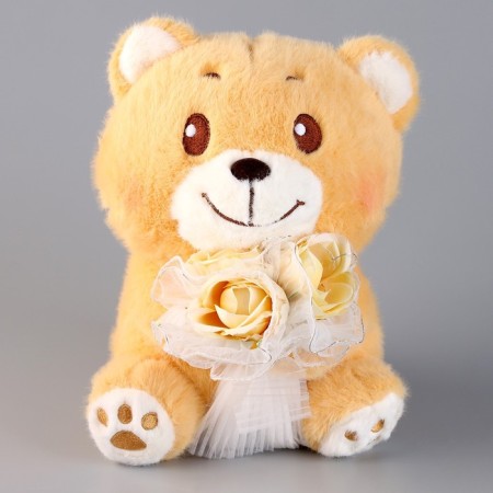 Soft toy "Bear with a bouquet", 25 cm, with a garland-2