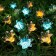Garland “thread” 4.5 m with nozzles “Flowers”, IP44, Dark Thread, 30 LED, Glash glow/Aquamarine, 2 modes, solar battery