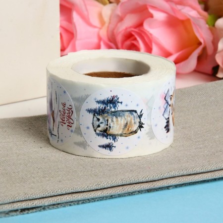 Stickers in the roll "New Year's mood", 500 pcs, 3.8 x 3.8 cm-1