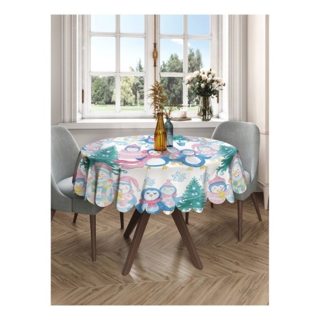 The tablecloth "Family of Snowmen", Round, Saten, D = 150 cm-2