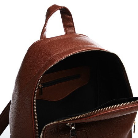 Women's backpack made of artificial leather with lightning, 1 pocket, brown color-4