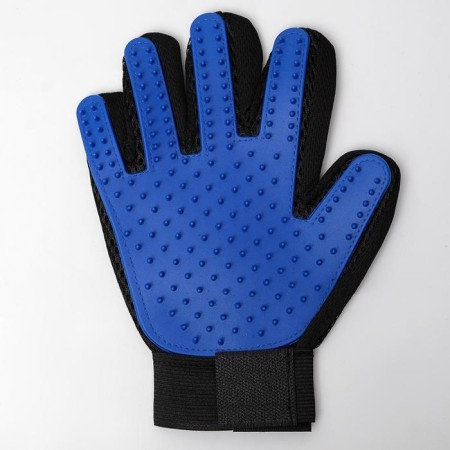 Glove - brush for wool on the right hand with elongated cloves, blue-1