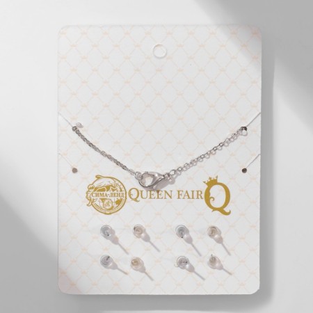 Set of 5 items: 4 pairs bubbles, pendant "ballerina", white color in silver, 43 cm-3