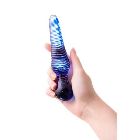 Sexus Glass bilateral phallimitator, glass, blue, 17 cm-2