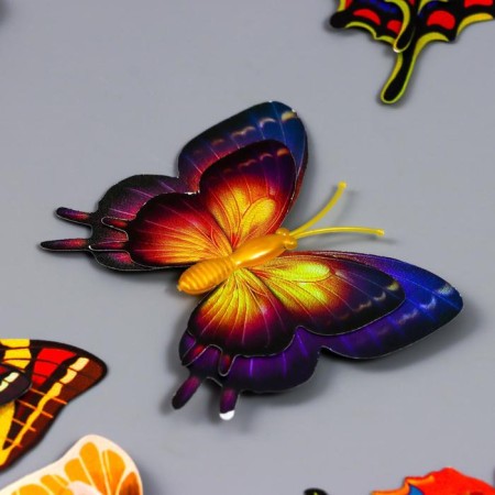 Magnet plastic "Butterfly double wings - gold shine" nr 12 pcs h = 5; 6; 7; 8; 9.5 cm-1
