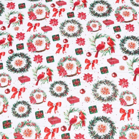 New Year. Glossy packaging paper "Christmas wreaths", bilateral, 70 x 100 cm-4