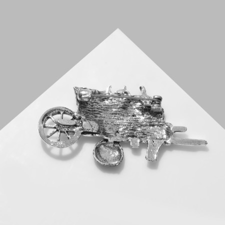 Brooch "pumpkin" on a wheelbarrow, color orange-green in black silver-2