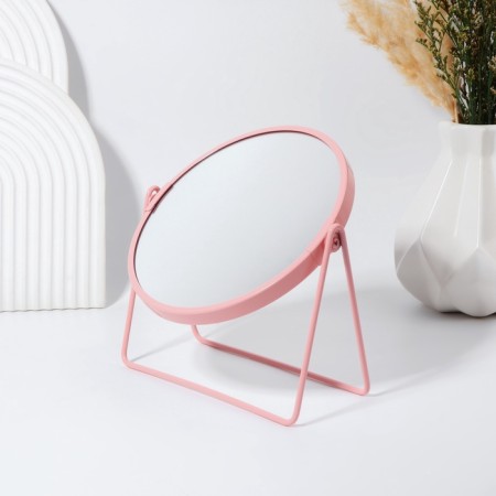 The desktop mirror "Colours", D mirror surface 16 cm, pink color-2