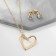 Set 2 objects: earrings, pendant “heart” curved, white color in gold, 40 cm