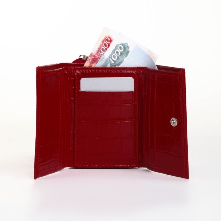 Women's wallet on the button, red color-5