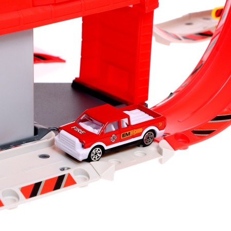 Parking "Fire Station", with metal machines and helicopter-10