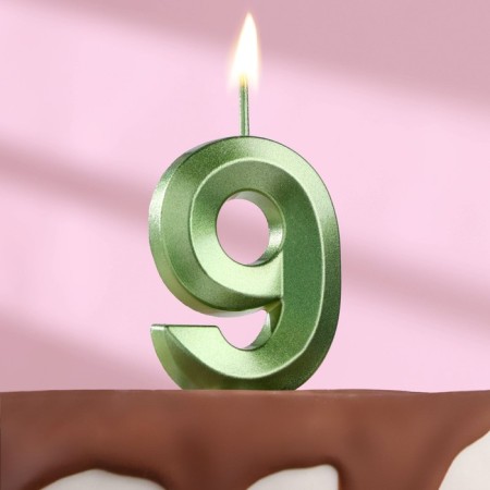 Candle in the cake on the skewer "Fine", the number "9", the emerald, 5 cm