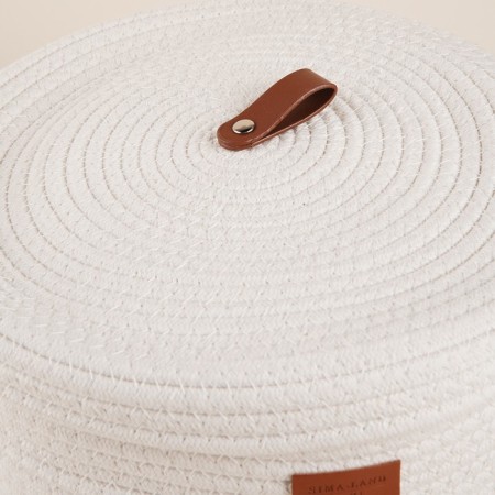 Basket for storage branded handmade shade “Bell”, 25 × 25 × 13.5 cm, small, white color-6