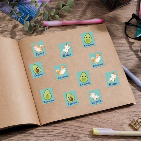 Paper stickers of the evaluation "cats and avocados", 10.5 x 18 cm-2