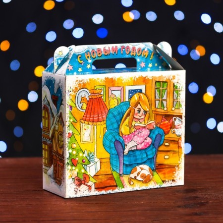 Gift box "New Year's watercolor" 17.3 x 6.5 x 15 cm-1