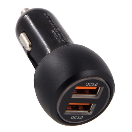 Car adapter CARLINE® 2XUSB Quick Charge 3.0, in a 12V cigarette lighter, Black color