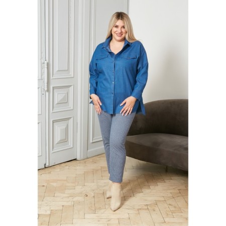 Female trousers, size 58, blue color-1