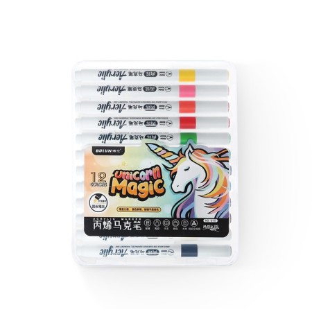 A set of acrylic markers 12 colors, a round tip, for any surface-5