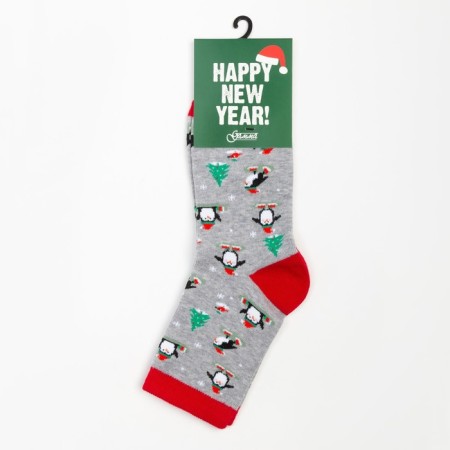 Women's socks "Penguin", light gray color, size 23-25-4